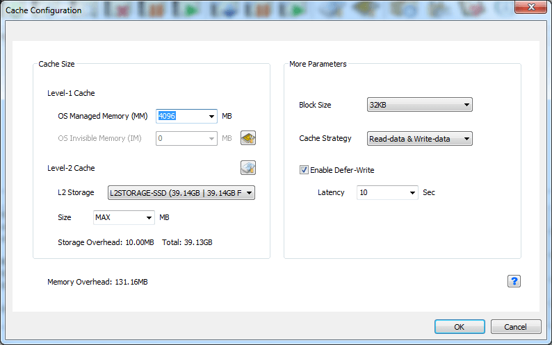 Edit Cache: configuration