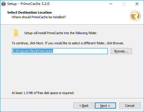 PrimoCache Installation Wizard Page - Path