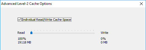 PrimoCache Level-2 Reading/Writing Cache Ratio Setting