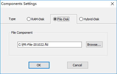 Primo Ramdisk Create Disk: Components Settings: File-Disk