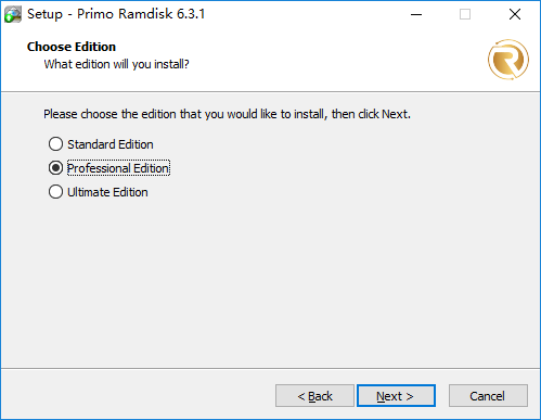 Primo Ramdisk Installation Wizard Page - Edition