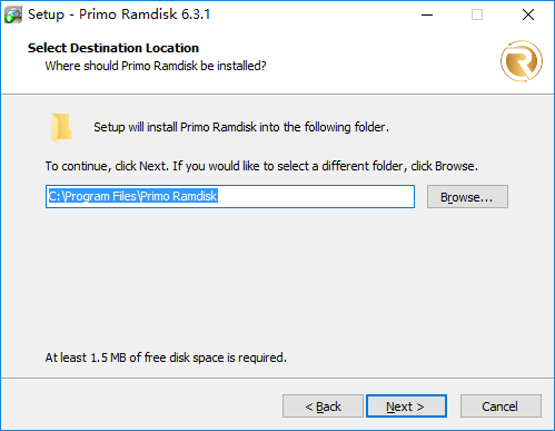 Primo Ramdisk Installation Wizard Page - Path